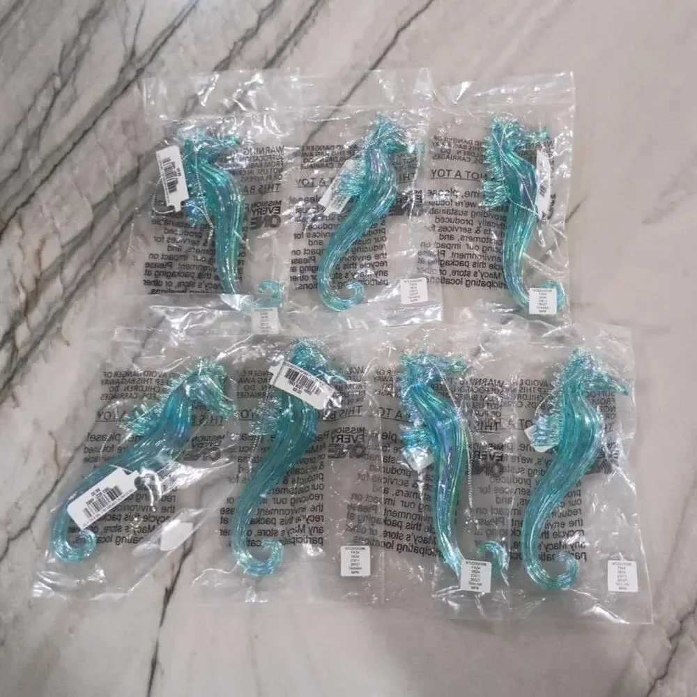 Seahorse Ornament Decorations in Blue - Set of 7 NWT